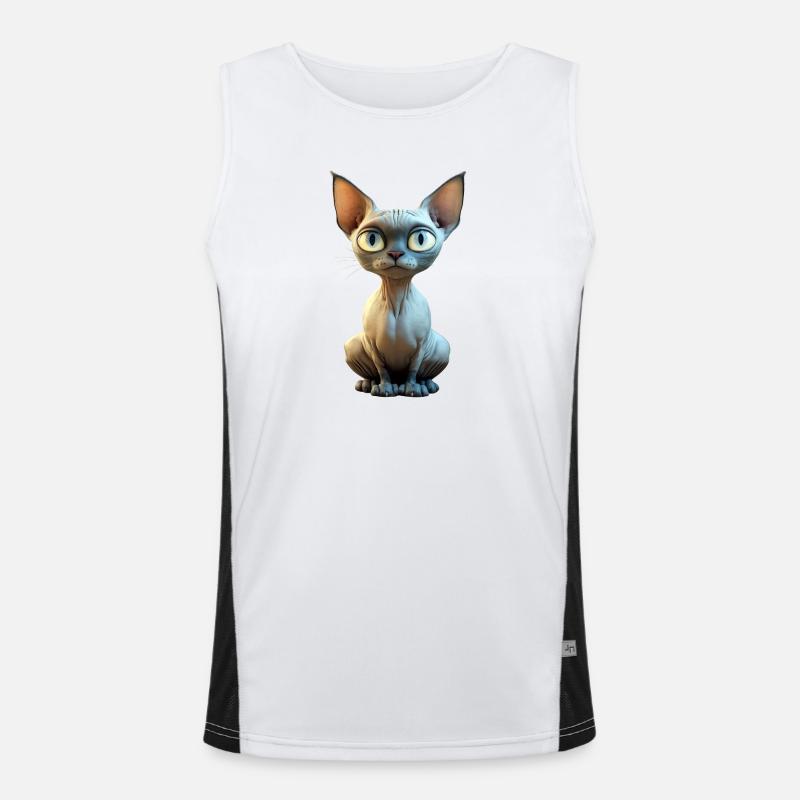 Chat Sphynx Chat Sphynx Chat Canadien Mignon Sphinx Débardeur respirant contrasté Homme 