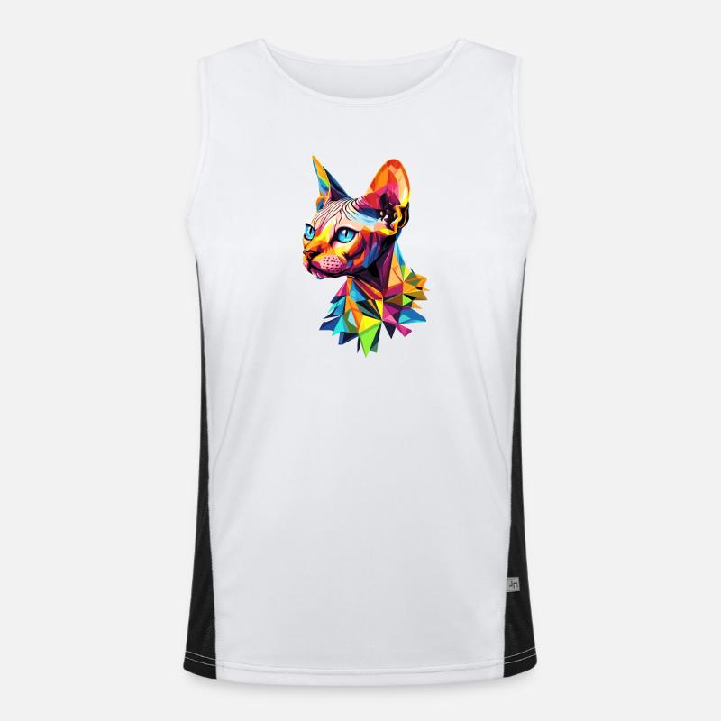 Chat Sphynx Chat Sphynx Chat Canadien Mignon Sphinx Débardeur respirant contrasté Homme 