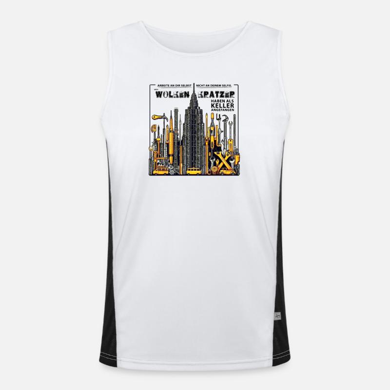 Auch Wolkenkratzer haben als Keller angefangen Funktionelles Kontrast-Tank Top für Männer 
