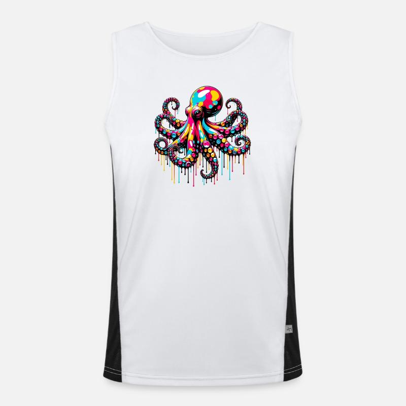 Octopus - Men's Functional Contrast Tank Top  - white/black