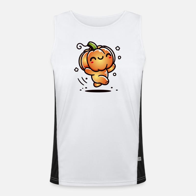 Dancing pumpkin - cute Halloween fun Men's Functional Contrast Tank Top 
