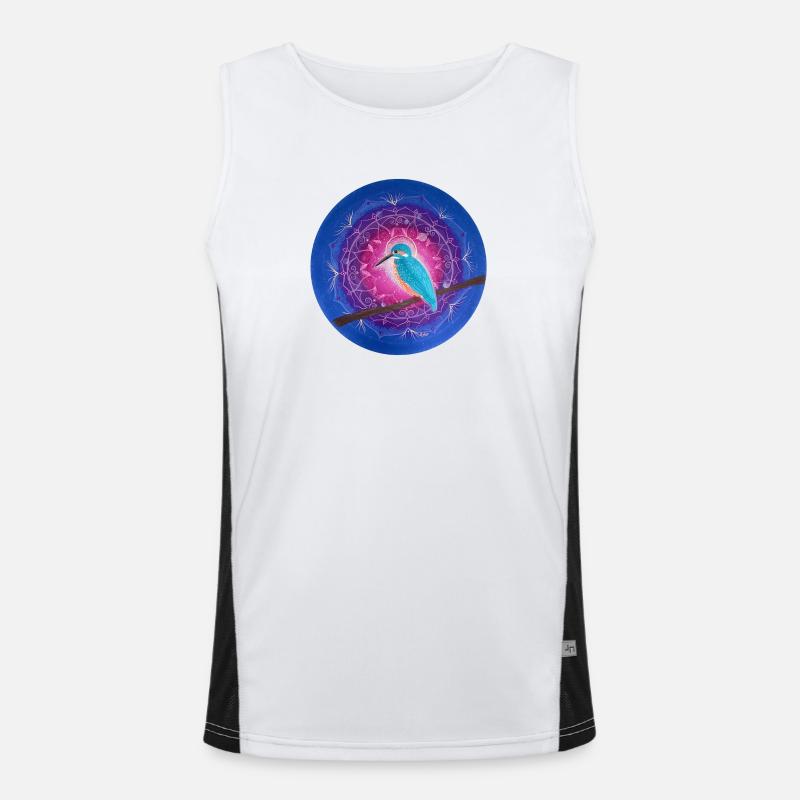 Mystischer Eisvogel mit Mandala Funktionelles Kontrast-Tank Top für Männer 