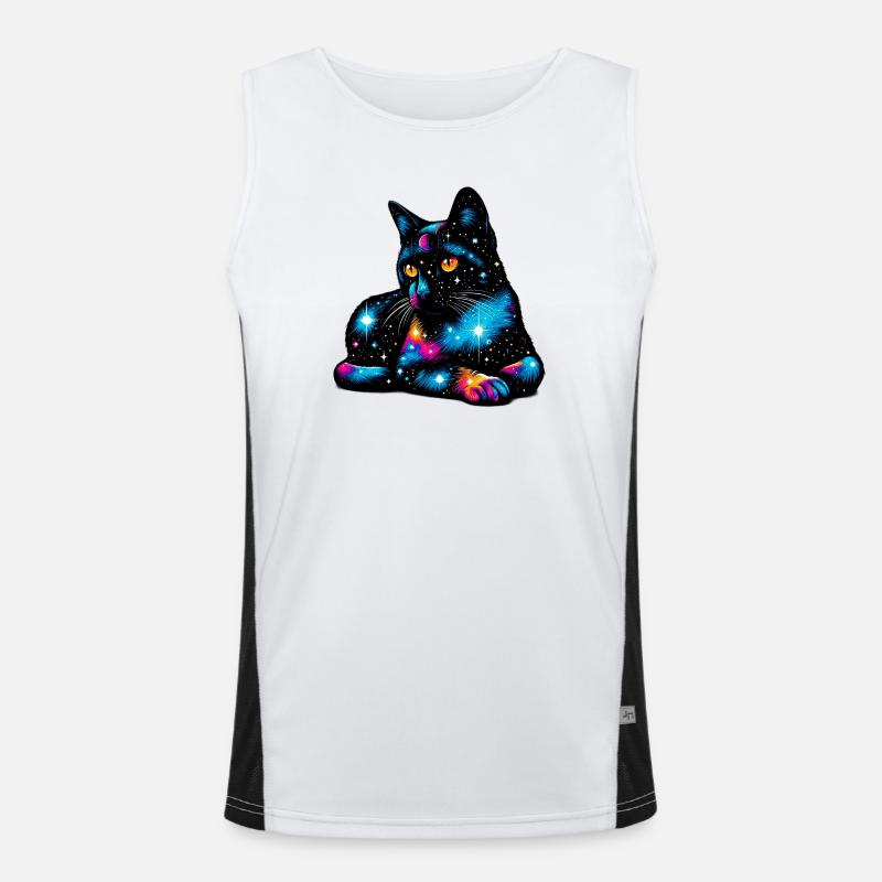 Cat - Men's Functional Contrast Tank Top  - white/black