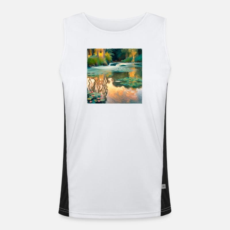 Impressionismus Fluss Funktionelles Kontrast-Tank Top für Männer 