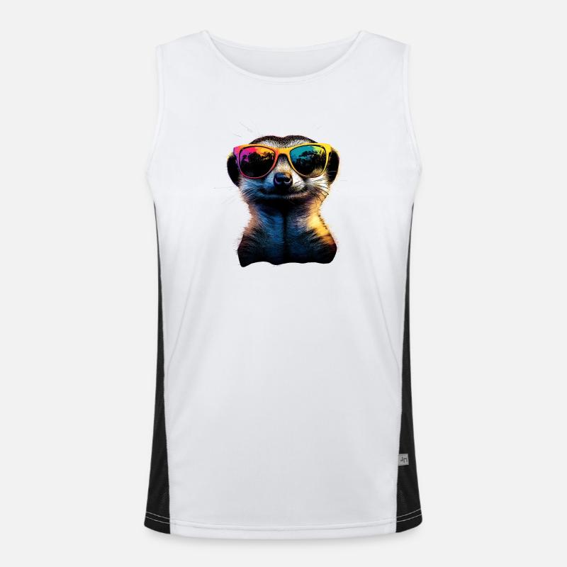 Erdmännchen Sonnenbrille Bunt Süßes Erdmännchen Funktionelles Kontrast-Tank Top für Männer 