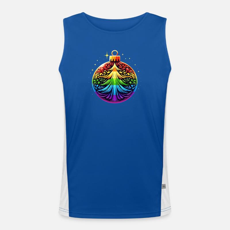 Regenbogen Weihnachtskugel mit Tannenbaum Ornament Funktionelles Kontrast-Tank Top für Männer 