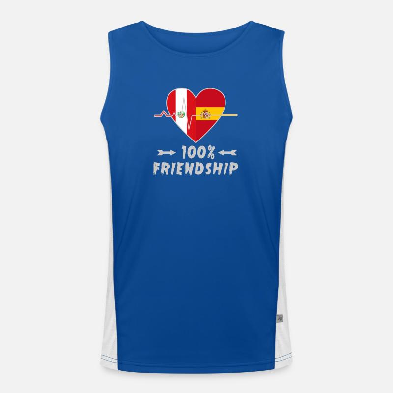 Peru und Spanien 100% Freundschaft Funktionelles Kontrast-Tank Top für Männer 
