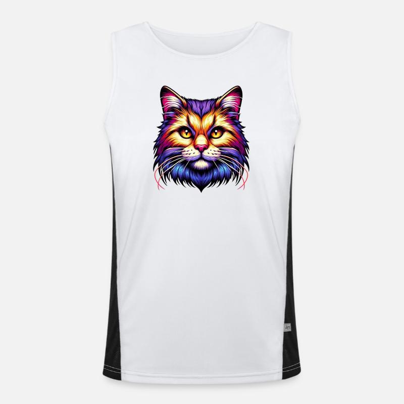 Cat - Men's Functional Contrast Tank Top - white/black