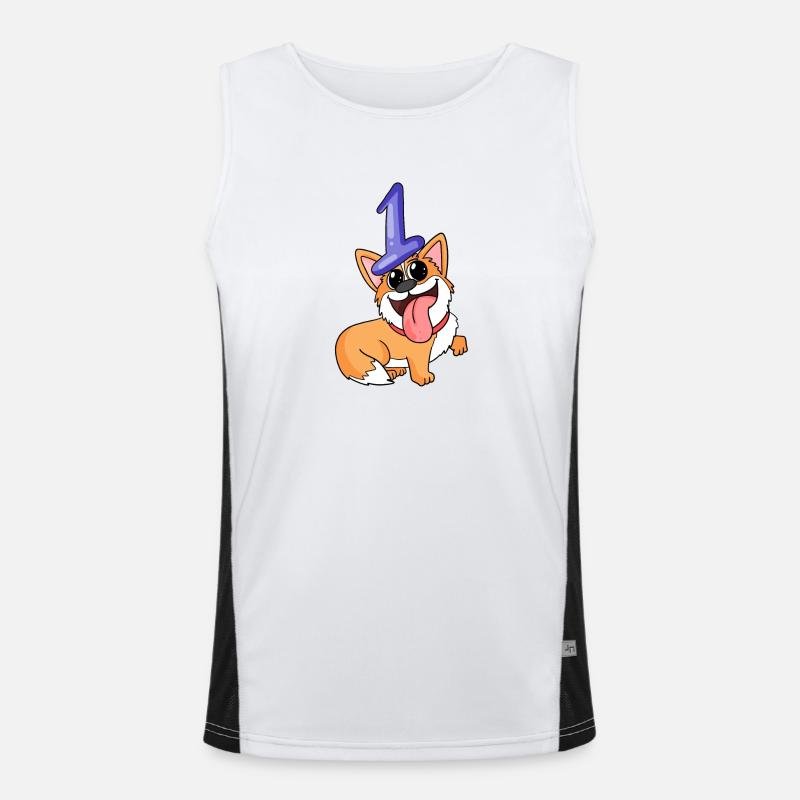 Zahl 1 Nummer Eins - Hund Motiv Funktionelles Kontrast-Tank Top für Männer 