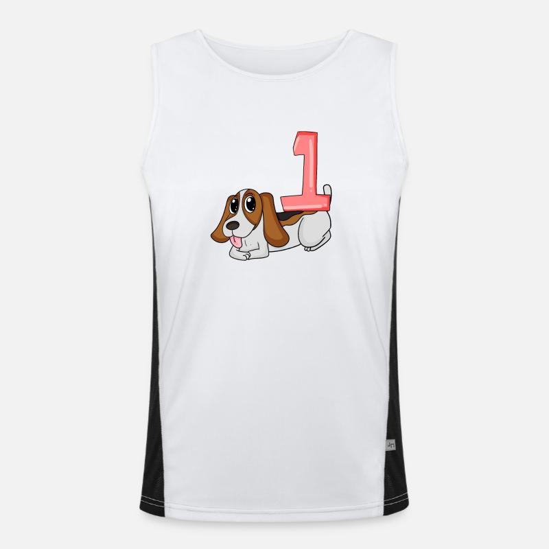 Zahl 1 Nummer Eins - Hund Motiv Funktionelles Kontrast-Tank Top für Männer 