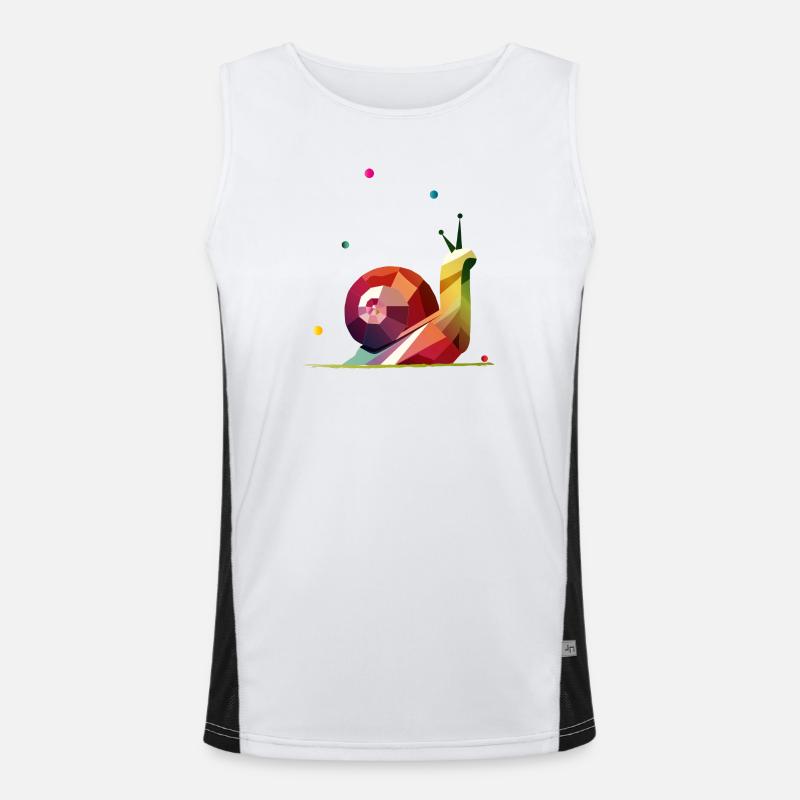 colorful snail in geometric design Men's Functional Contrast Tank Top 