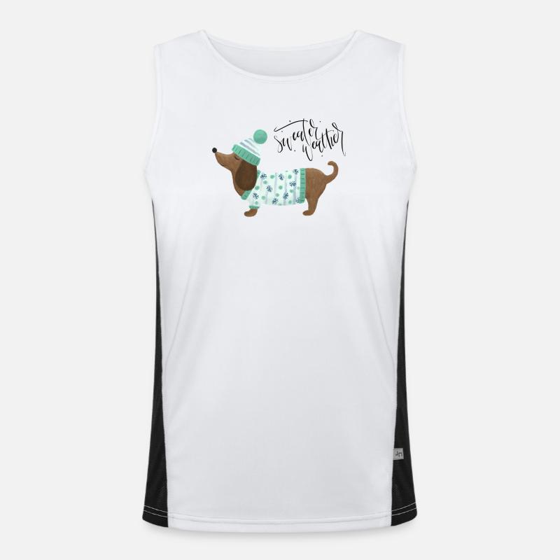 Dackel mit Pullover und Mütze - Sweater Weather Funktionelles Kontrast-Tank Top für Männer 