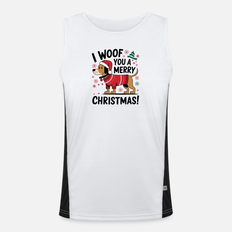 Festlicher Hund im Weihnachtspullover Funktionelles Kontrast-Tank Top für Männer 