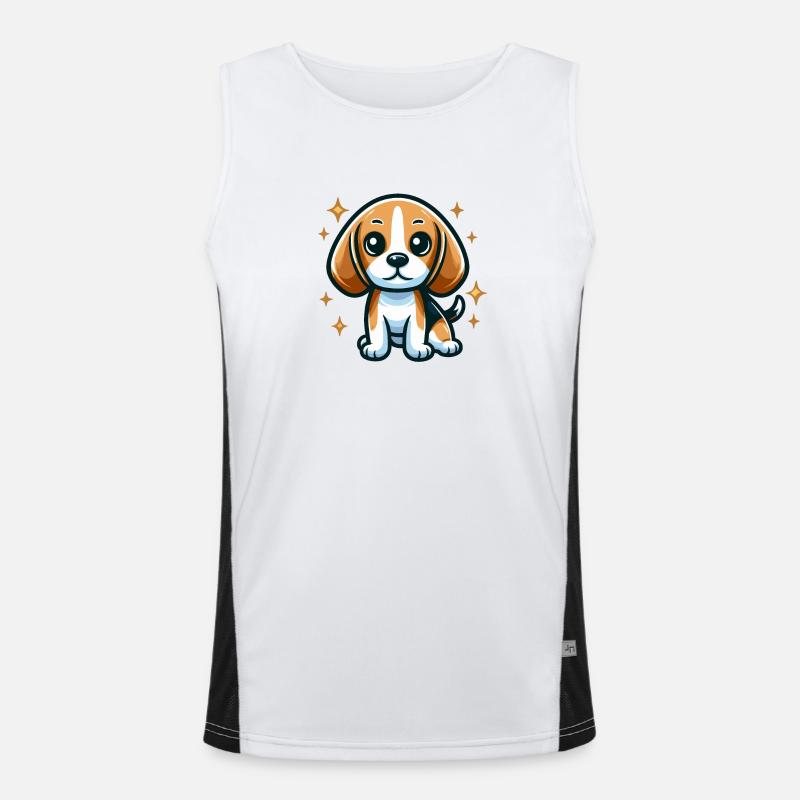 Beagle Chibi Dog - Men's Functional Contrast Tank Top  - white/black