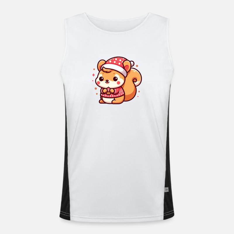 Cute Christmas Squirrel Men's Functional Contrast Tank Top 