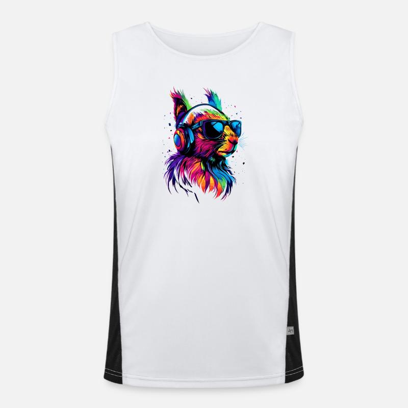 Squirrel Headphones Colorful Pop Art DJ Squirrel Men's Functional Contrast Tank Top 