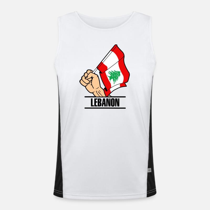 Flagge Libanon faust text LIBANON Funktionelles Kontrast-Tank Top für Männer 