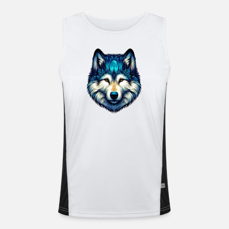 Wolf Funktionelles Kontrast-Tank Top für Männer 