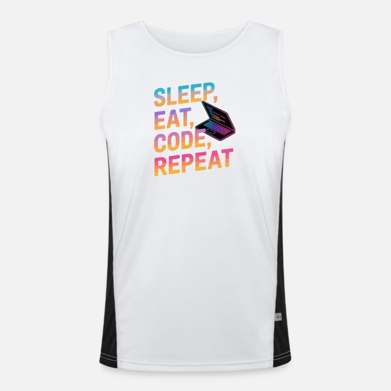 Dormir, manger, coder, répéter - Débardeur respirant contrasté Homme  - blanc/noir