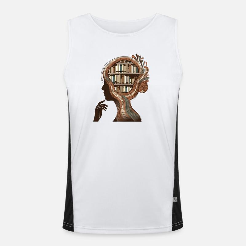 Books Head Illustration Thinking Knowledge Men's Functional Contrast Tank Top 