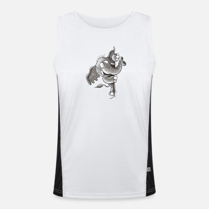 Drolliger Elefant Tiermotiv Wildtier Elefanten Funktionelles Kontrast-Tank Top für Männer 