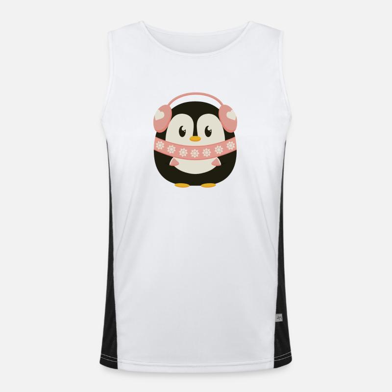 Cute Penguin in Pink Men's Functional Contrast Tank Top 