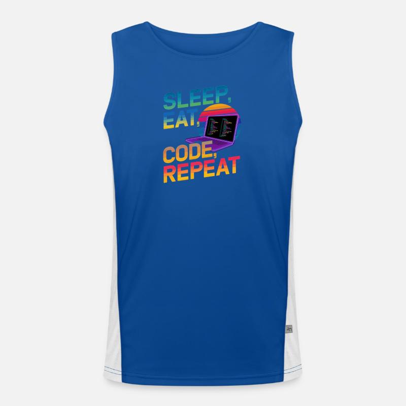 Sleep Eat Code Repeat Gift pour Coder Débardeur respirant contrasté Homme 