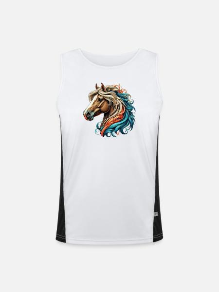 Pferd - Funktionelles Kontrast-Tank Top für Männer  - Weiß/Schwarz