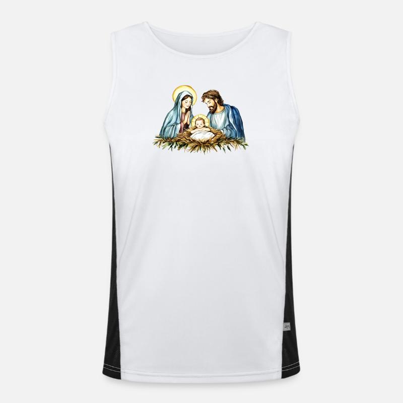 Weihnachtspullover Weihnachten an der Krippe Jesus Funktionelles Kontrast-Tank Top für Männer 