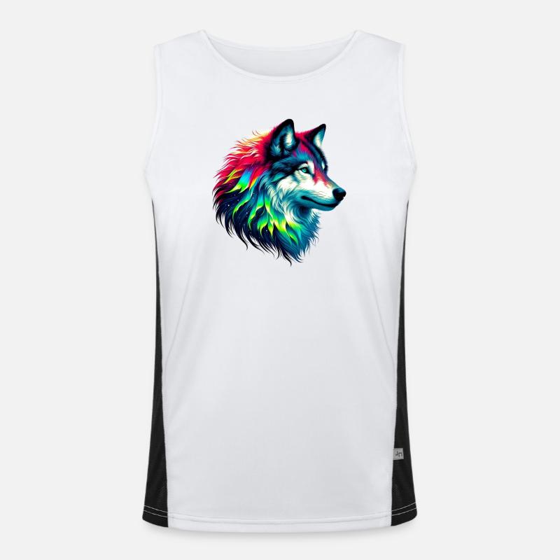 Wolf Funktionelles Kontrast-Tank Top für Männer 