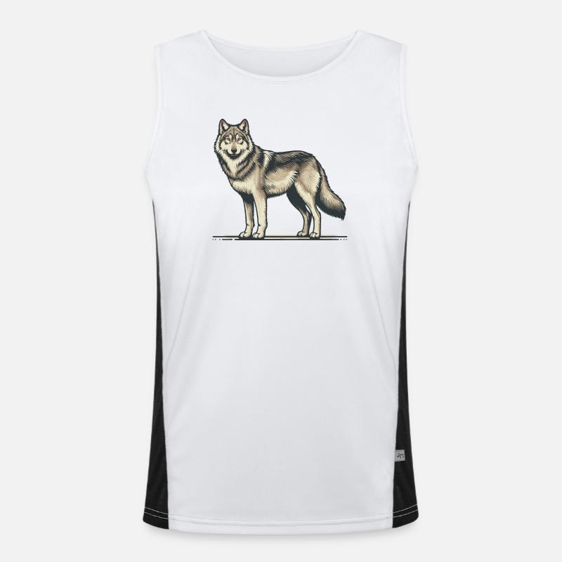 Wolf - Men's Functional Contrast Tank Top - white/black