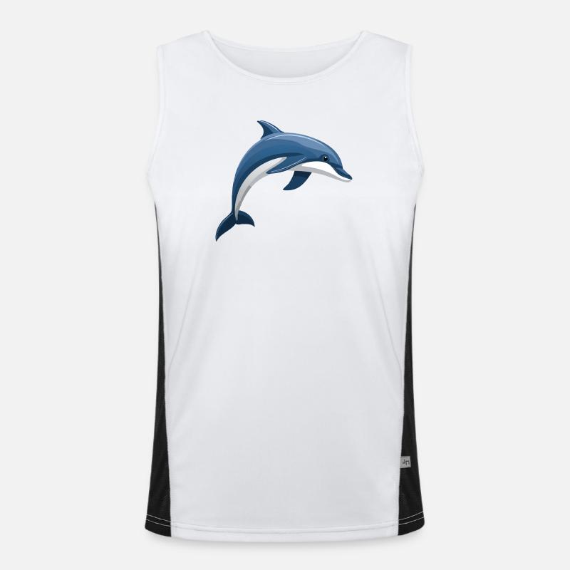 Dolphin jumping blue and white Men's Functional Contrast Tank Top 