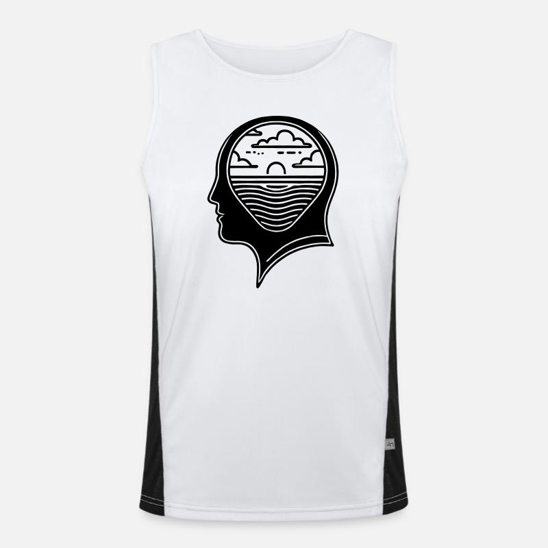 Inner Peace – Head with Sunset - Men's Functional Contrast Tank Top  - white/black