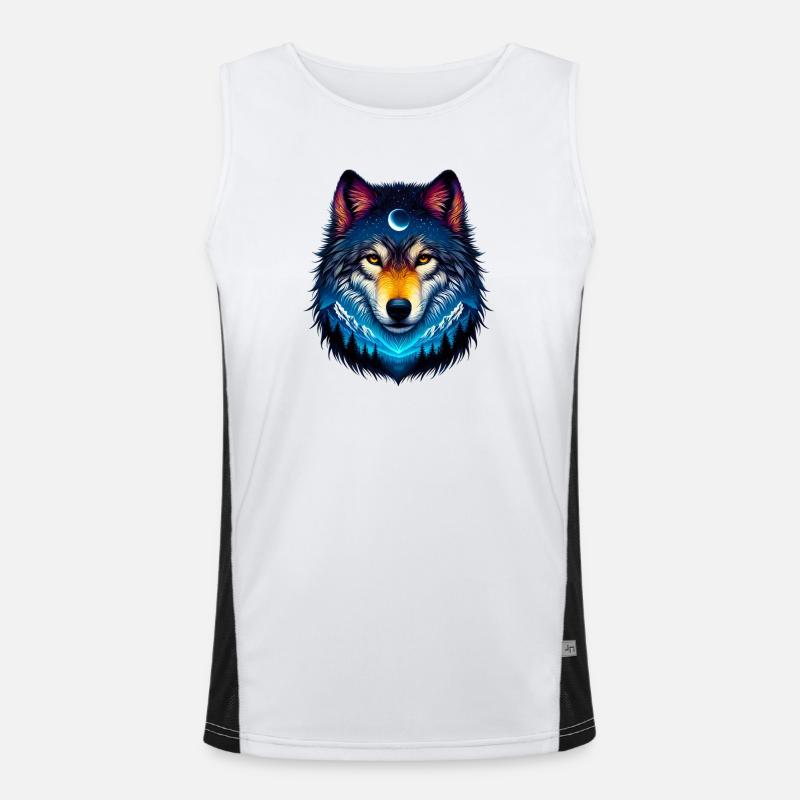 Wolf Funktionelles Kontrast-Tank Top für Männer 