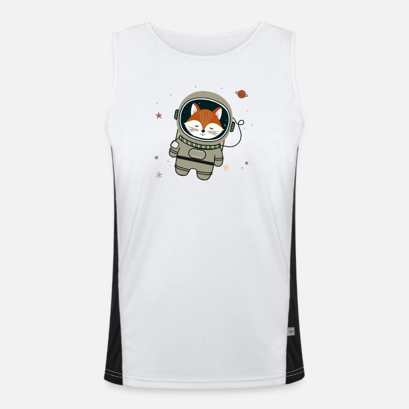 Dreaming astronaut fox in space - Men's Functional Contrast Tank Top  - white/black
