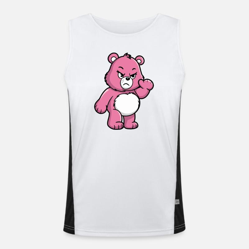 Angry Pink Bear Cartoon Men's Functional Contrast Tank Top 