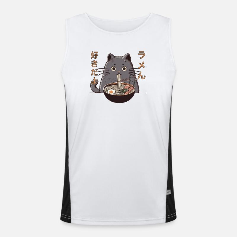 My Cat Steals My Ramen (Ramen Katze) Funktionelles Kontrast-Tank Top für Männer 