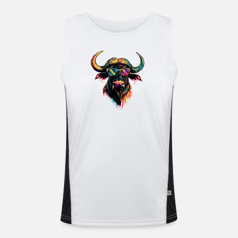 Büffel Kaffernbüffel Safari Afrikanischer Büffel Funktionelles Kontrast-Tank Top für Männer 