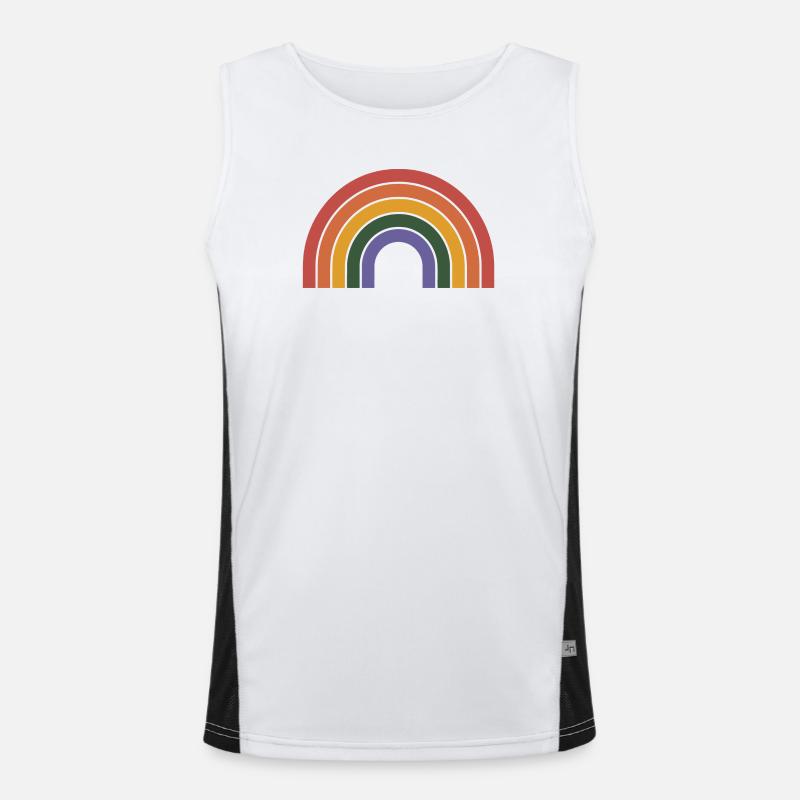 Retro Rainbow Arc Print Men's Functional Contrast Tank Top 