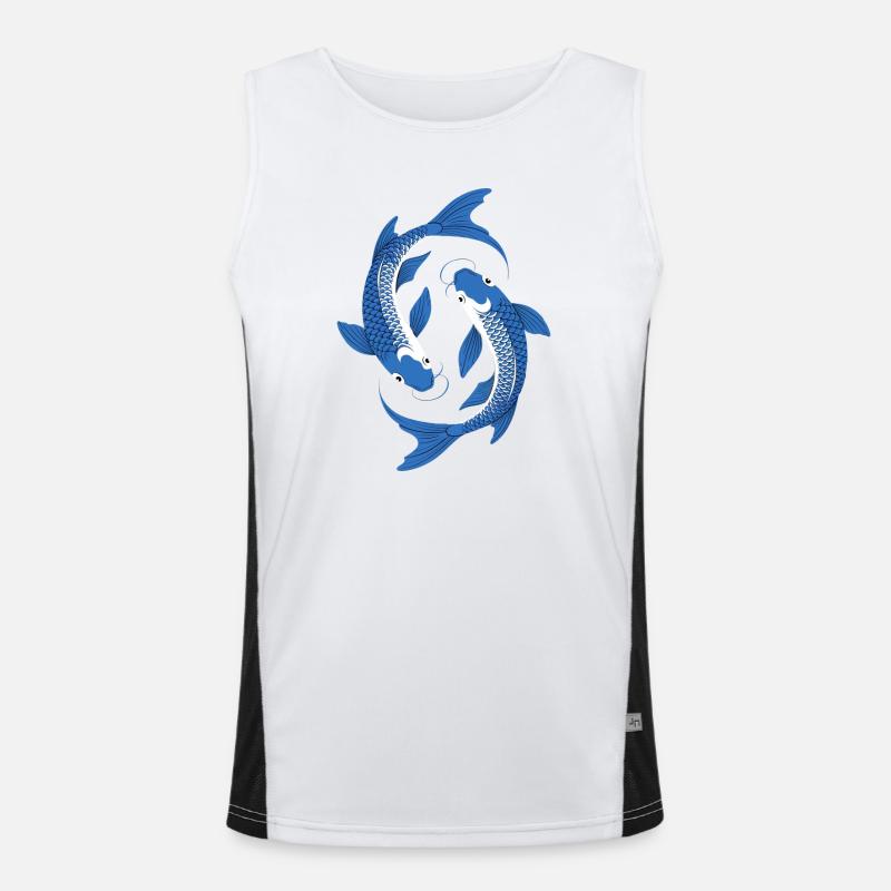 Blue Koi Circle Art Men's Functional Contrast Tank Top 