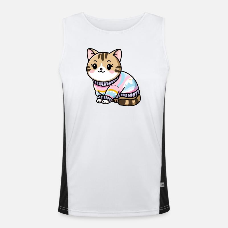 Kuscheliger Pullover Katze Funktionelles Kontrast-Tank Top für Männer 