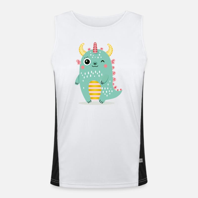 Monstre mignon avec des cornes colorées Débardeur respirant contrasté Homme 