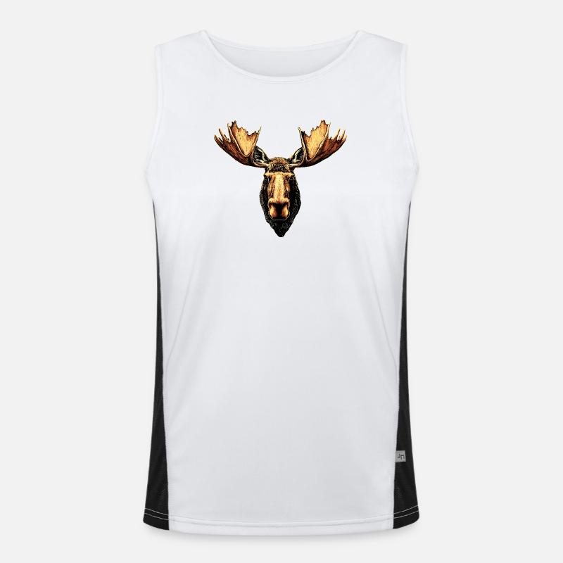 Moose Mosses Bull Elk Antlers Deer Wild Moose Men's Functional Contrast Tank Top 