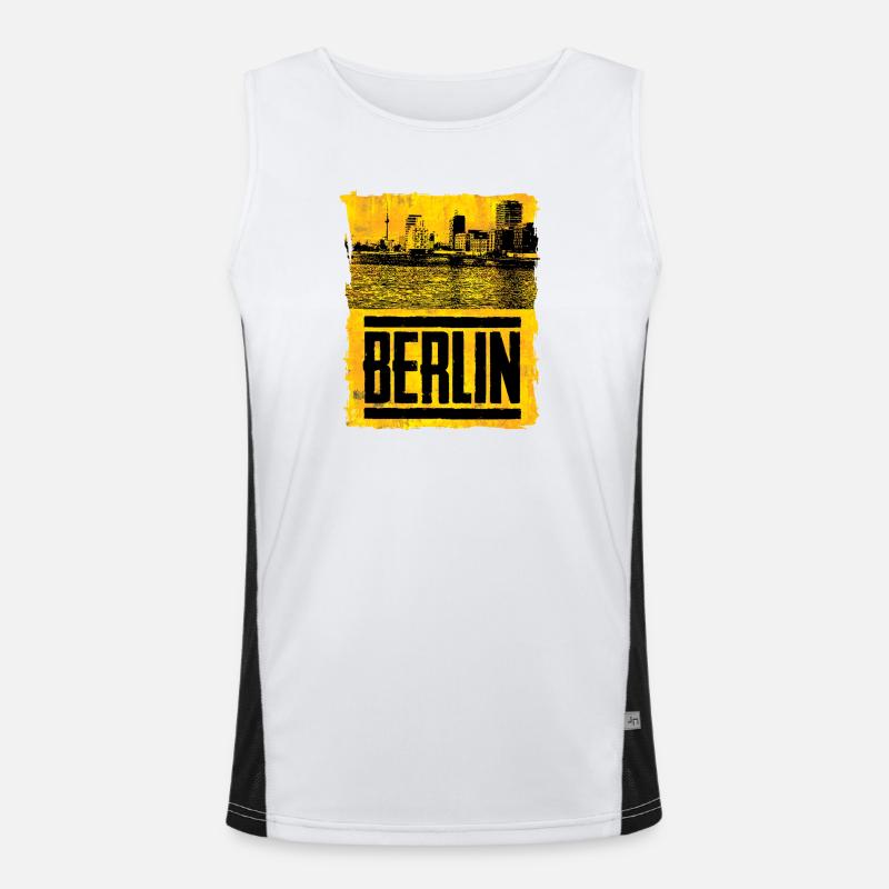 La ligne d’horizon de Berlin dans un style rétro Débardeur respirant contrasté Homme 