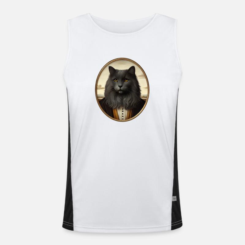 Portrait d’un chat noir de style Renaissance Débardeur respirant contrasté Homme 