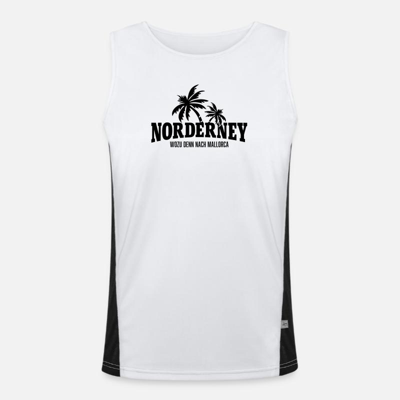 Norderney wozu nach Mallorca Funktionelles Kontrast-Tank Top für Männer 