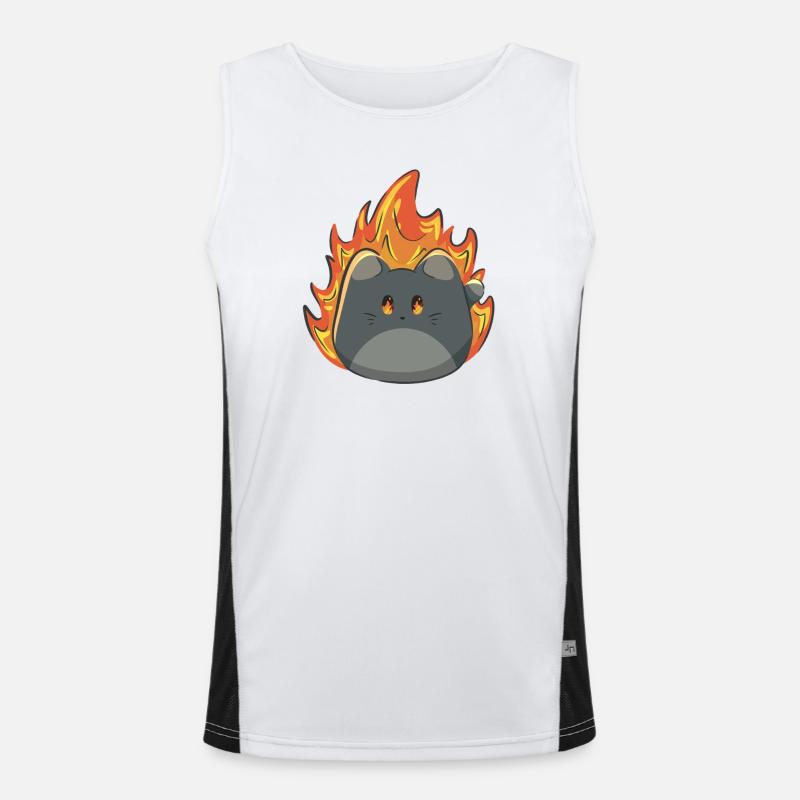 Chat mignon avec du feu Débardeur respirant contrasté Homme 