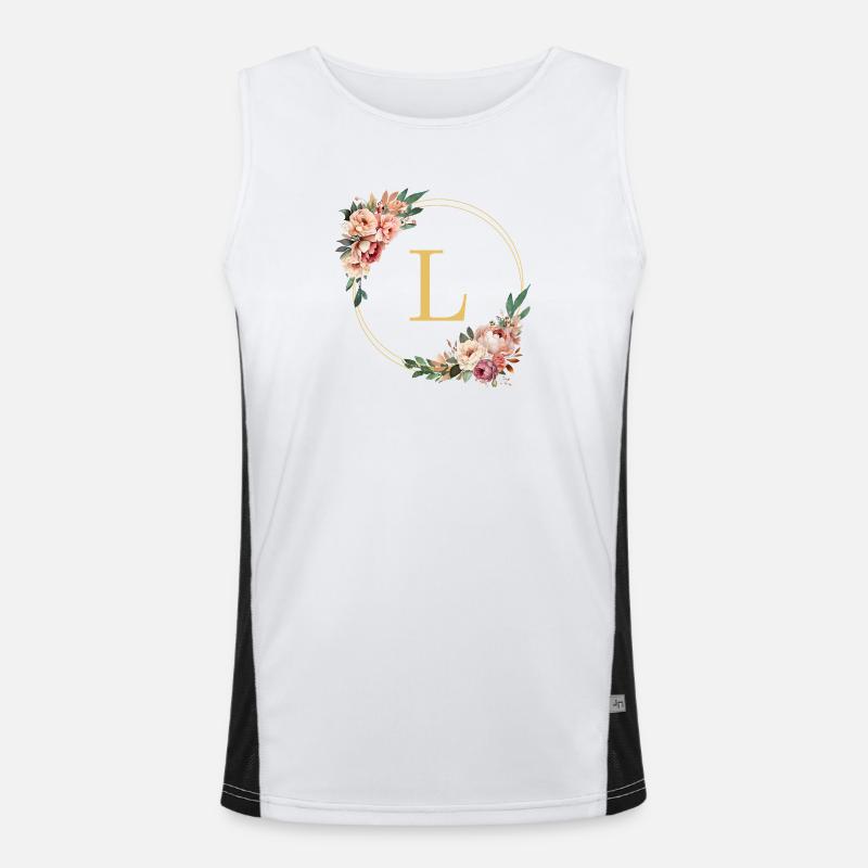 L Monogram, Couronne de fleurs, Personnalisable Débardeur respirant contrasté Homme 