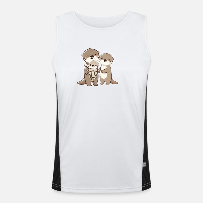 Otter Familie mit Baby Funktionelles Kontrast-Tank Top für Männer 