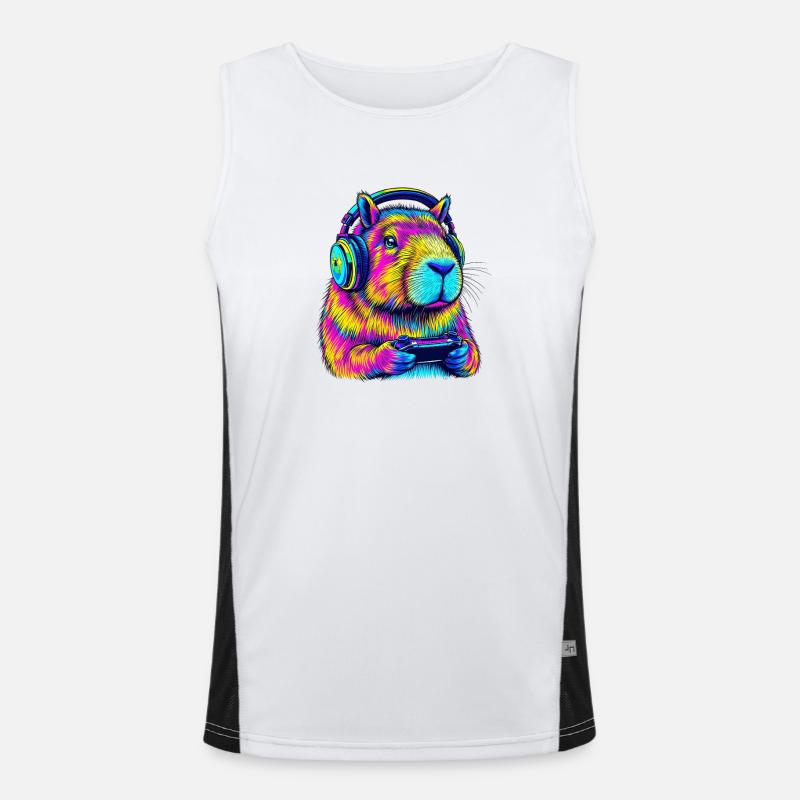 Capybara Funny Video Games Funktionelles Kontrast-Tank Top für Männer 